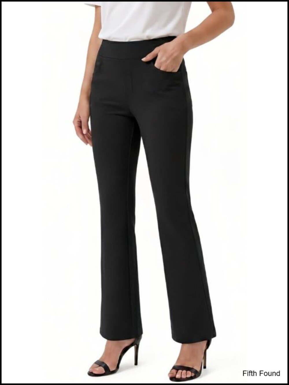 Petite High Waist Bootcut Dress Pants Stretch Pull On Work Slacks